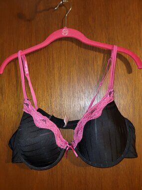 Native Intimates Black Hot Pink Lace Underwire Bra 42c